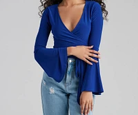 Wrapped Chic Bell Sleeve Top