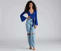 Wrapped Chic Bell Sleeve Top