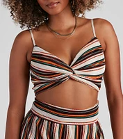 Seasonal Striped Pleat Tank Top