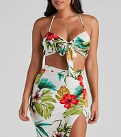 Tropical Glam Tie Front Top