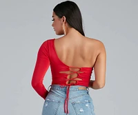 Strappy Stunner One-Shoulder Bodysuit