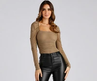 Chic Mesh Puff Sleeve Top