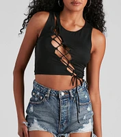 Basic Lace-Up Crop Top