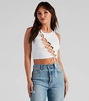 Basic Lace-Up Crop Top