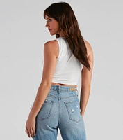 Basic Lace-Up Crop Top