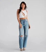 Basic Lace-Up Crop Top