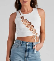 Basic Lace-Up Crop Top