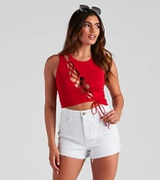 Basic Lace-Up Crop Top