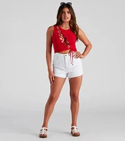 Basic Lace-Up Crop Top