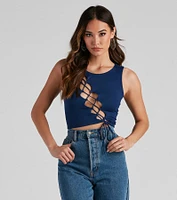 Basic Lace-Up Crop Top