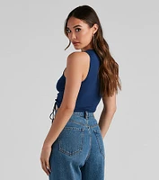Basic Lace-Up Crop Top
