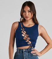 Basic Lace-Up Crop Top