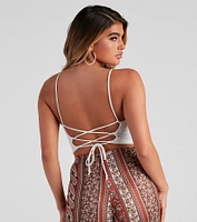 Walk Away Lace-Up Crop Top