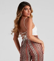 Walk Away Lace-Up Crop Top