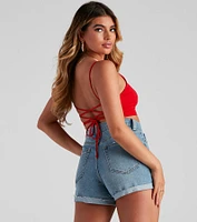 Walk Away Lace-Up Crop Top