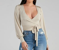 Slinky Knit Wrap Front Top
