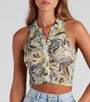 Hip Babe Mesh Collar Tank Top