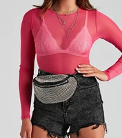 Mesh It Up Long Sleeve Crop Top