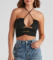 Strings Attached Halter Crop Top