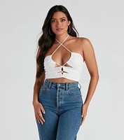 Strings Attached Halter Crop Top