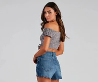 Ditsy Floral Off-Shoulder Crop Top