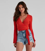 Wrapped Chic Bell Sleeve Top