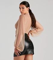 Sweet Soiree Mock Neck Polka Dot Top