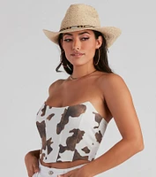 Rodeo's Town Cow Print Bustier