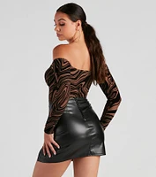 So Trendy Marble Print Bodysuit