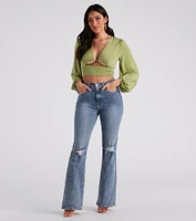 Blown Away Plunge Tie-Back Crop Top