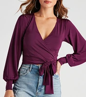 Slinky Knit Wrap Front Top
