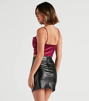 Sweet Amour Satin Pleat Crop Top