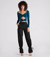Wild Card Knit Cutout Crop Top