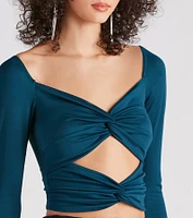 Wild Card Knit Cutout Crop Top