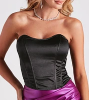 Girl's Night Out Strapless Satin Corset Top