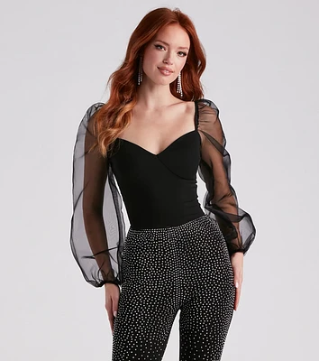 Whimsical Chic Sheer Sleeve Blouse
