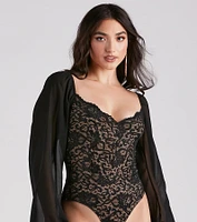 Sweet And Sultry Lace Chiffon Bodysuit