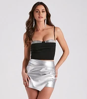 Going-Out Chic Rhinestone Crop Top