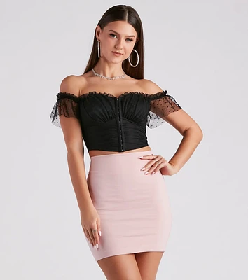 Polka Dot Cutie Mesh Crop Bustier