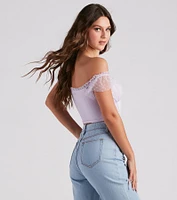 Polka Dot Cutie Mesh Crop Bustier