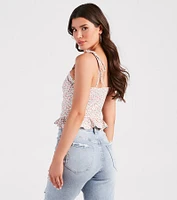 Flirty Summer Style Ditsy Floral Bustier Top