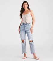 Flirty Summer Style Ditsy Floral Bustier Top