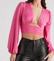 Blown Away Plunge Tie-Back Crop Top