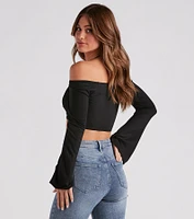 Effortlessly Sultry Bell Sleeve Crop Top