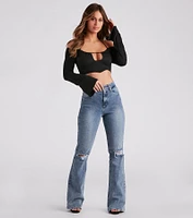 Effortlessly Sultry Bell Sleeve Crop Top