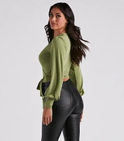 Slinky Knit Wrap Front Top