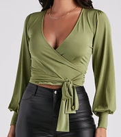 Slinky Knit Wrap Front Top