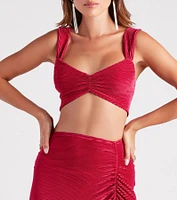Always Impressed Satin Pleated Crop Top