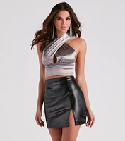 Sleek Satin Convertible Crop Top