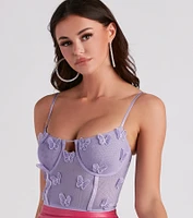 Social Butterfly Mesh Corset Top